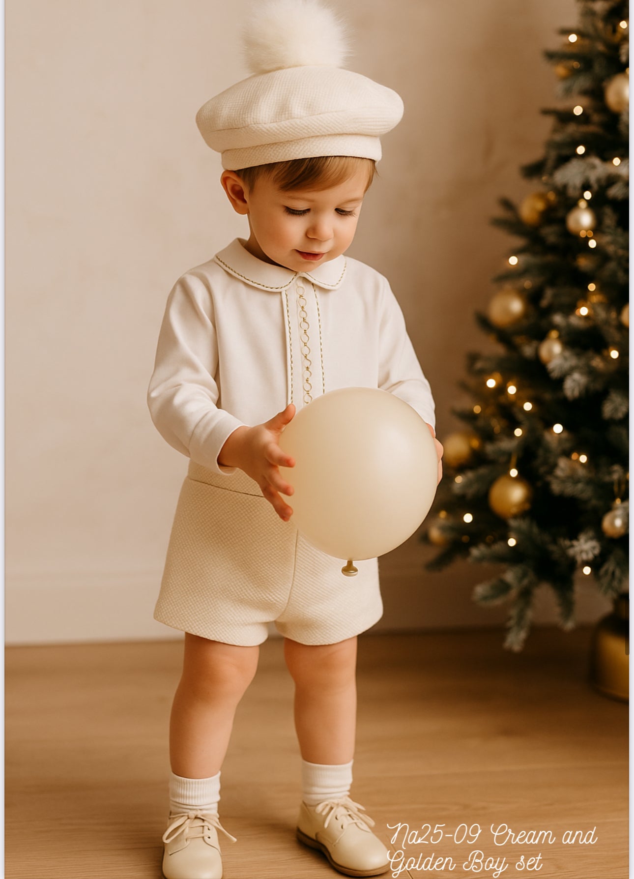 Boy's Ivory Romper and Beret